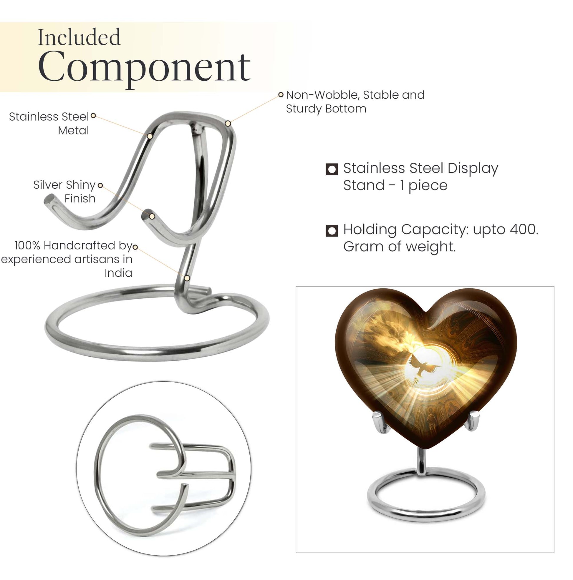 Heart-shaped 10-inch catholic urn for cremation