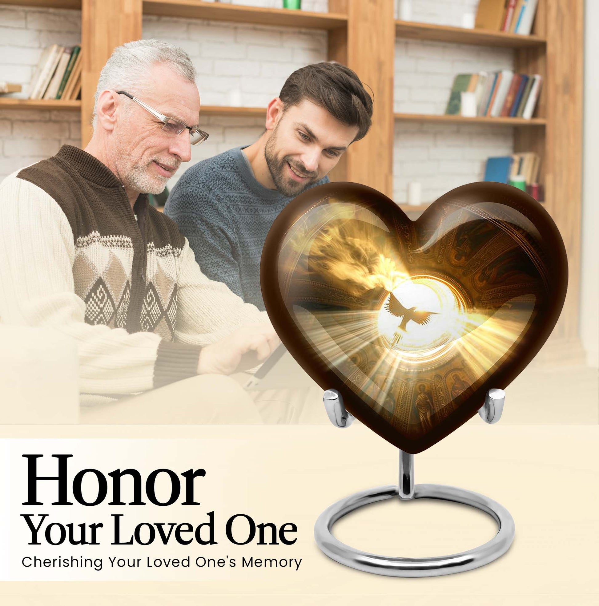 Heart-shaped 10-inch catholic urn for cremation