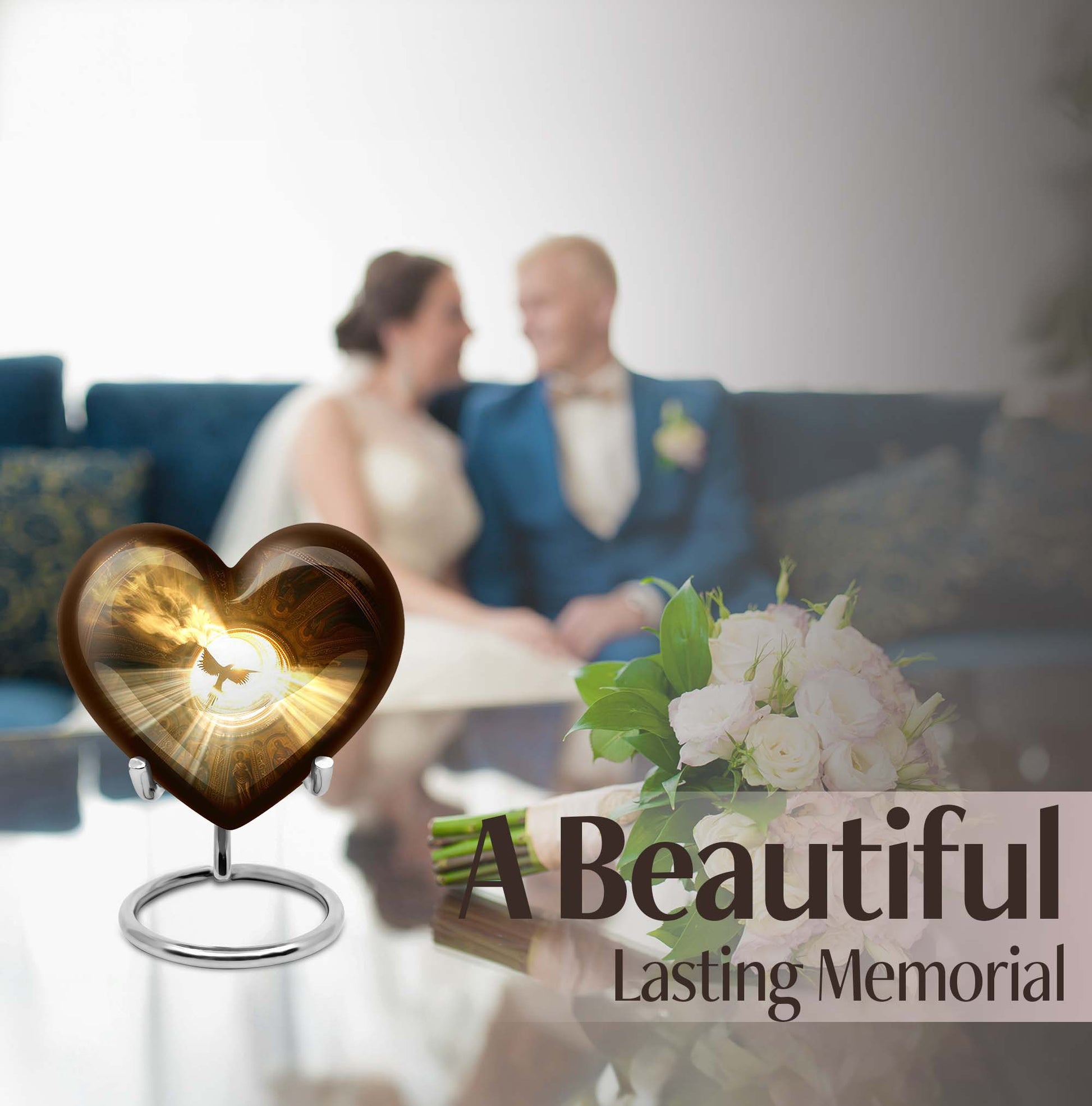 Heart-shaped 10-inch catholic urn for cremation