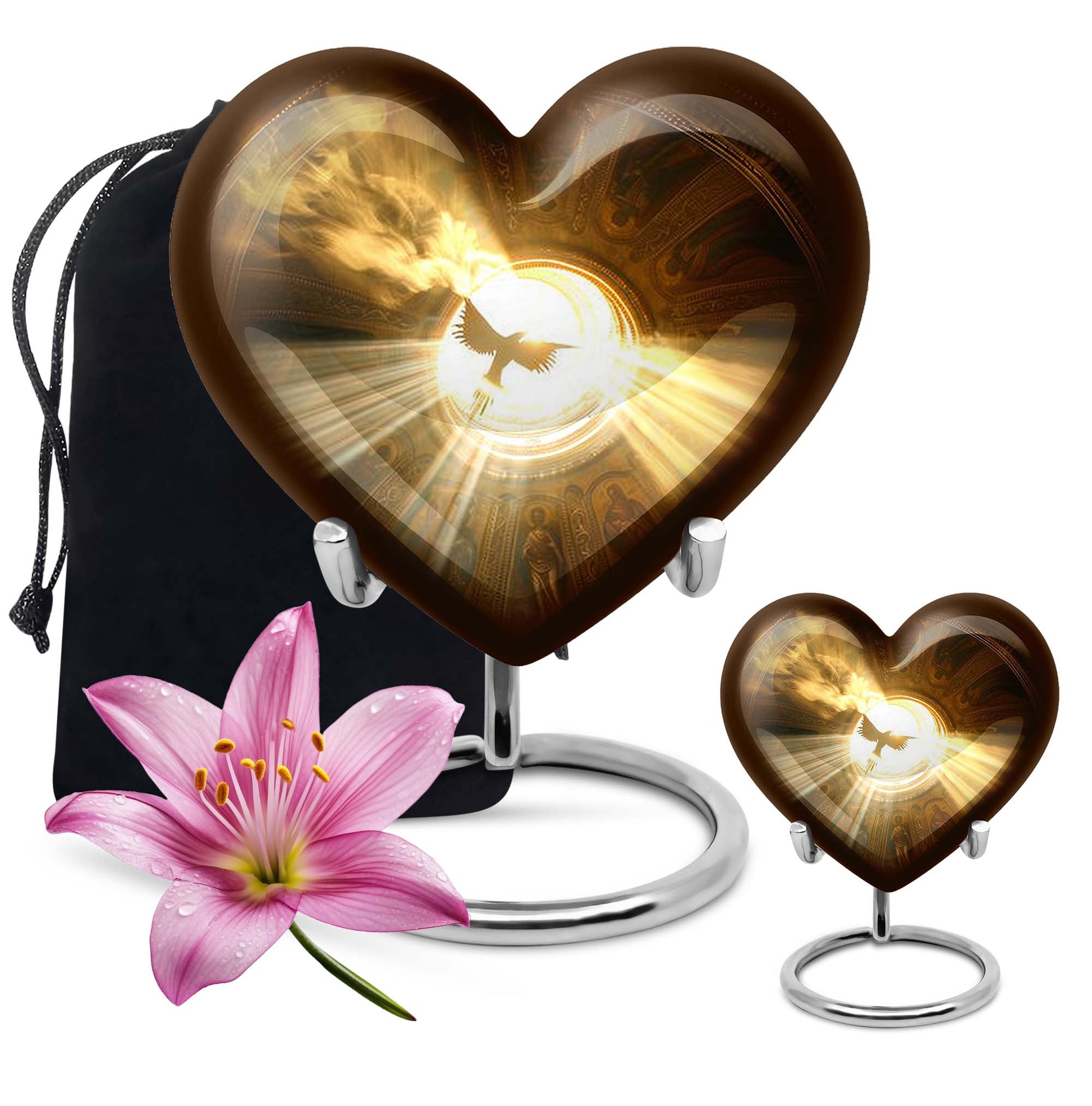 Heart-shaped 10-inch catholic urn for cremation