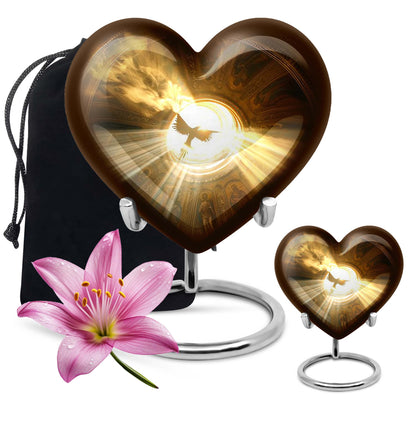 Heart-shaped 10-inch catholic urn for cremation