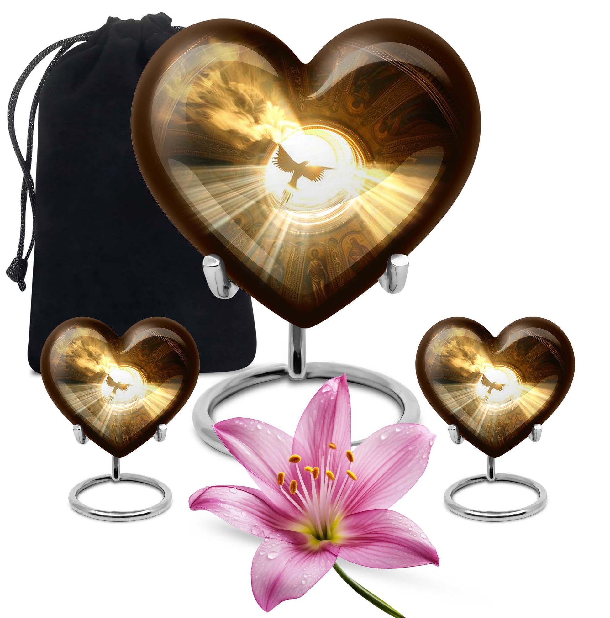 Heart-shaped 10-inch catholic urn for cremation