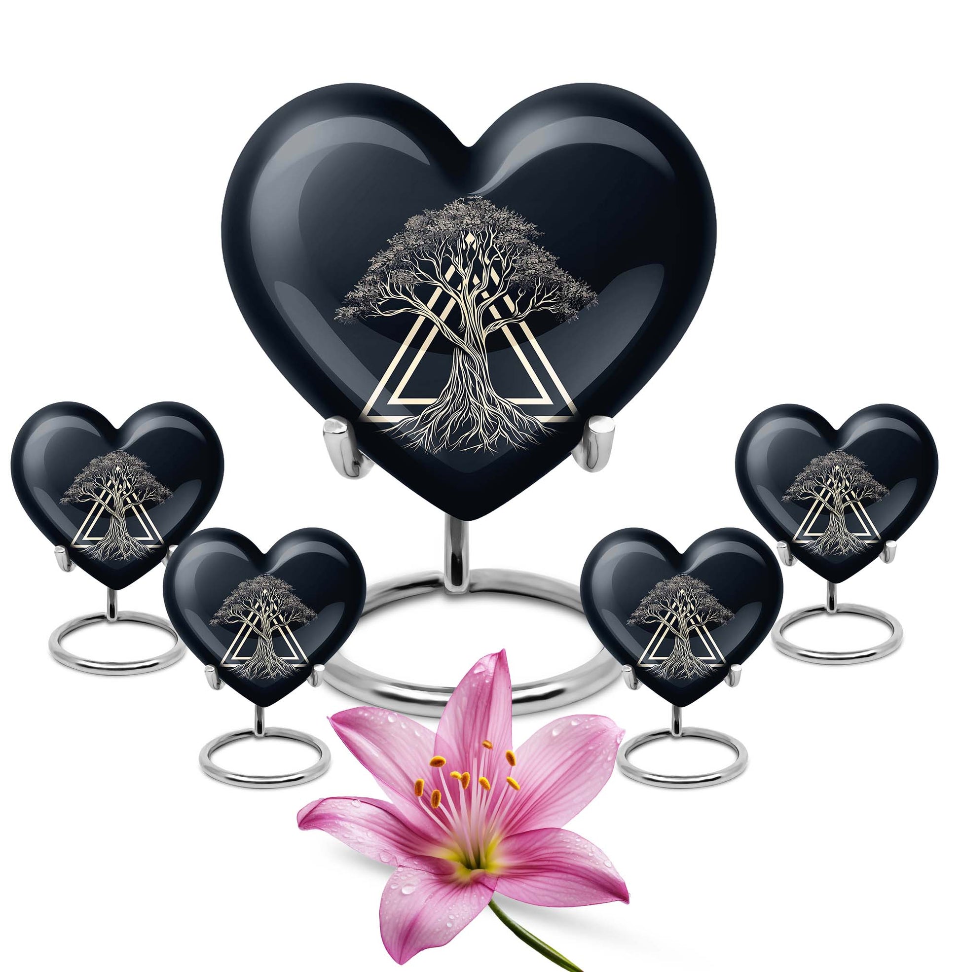 10 inch heart design catholic urn, aluminium