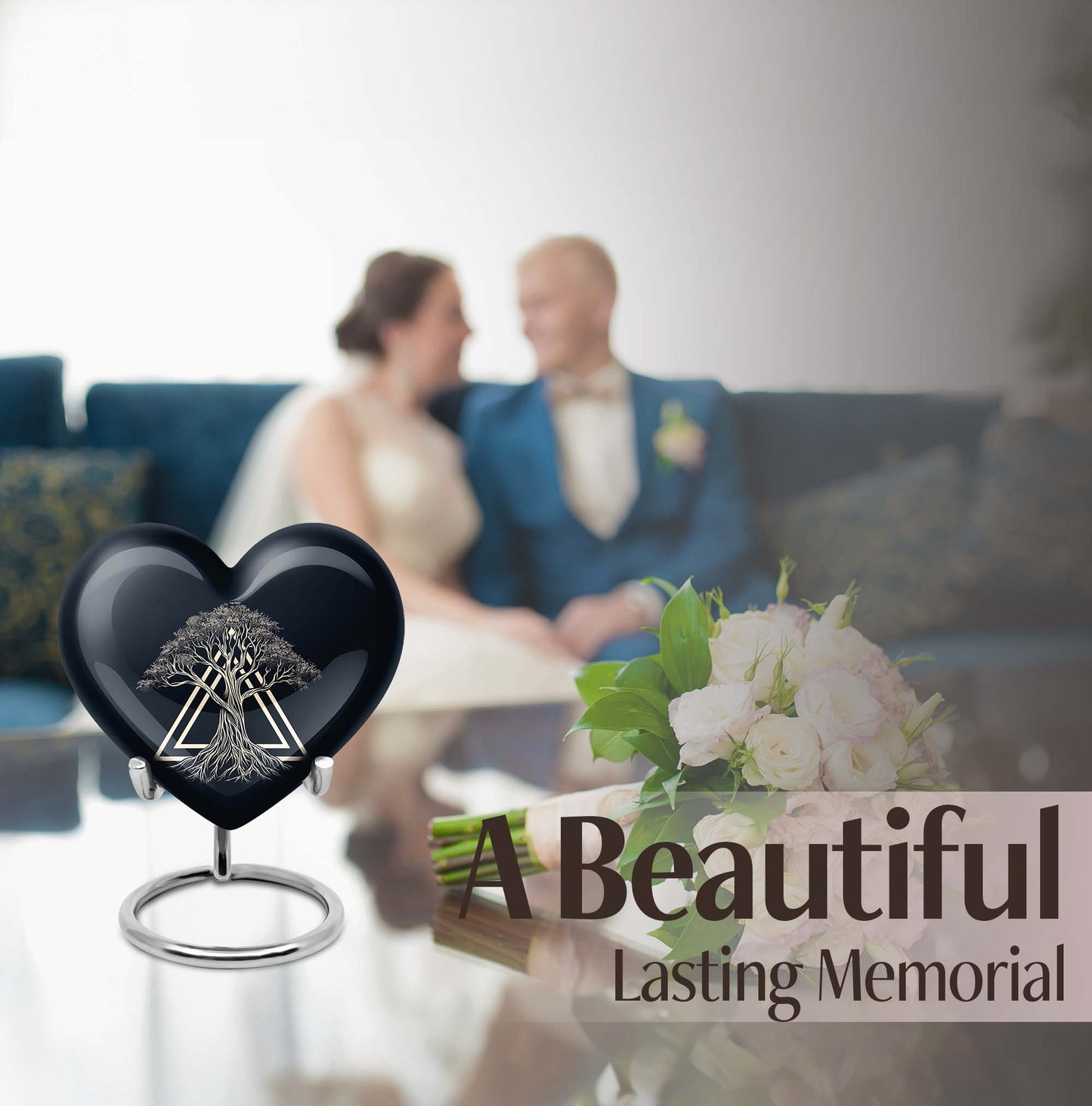 10 inch heart design catholic urn, aluminium