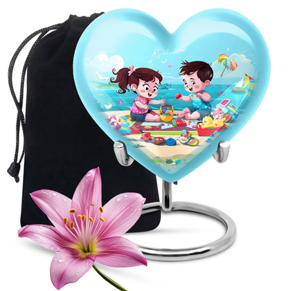 Heart-shaped Brother and Sister Memorial Urn 