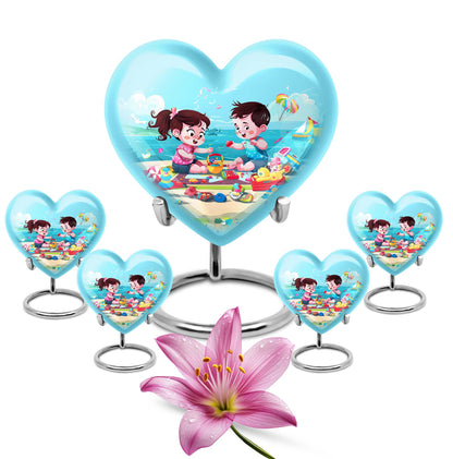Heart-shaped Brother and Sister Memorial Urn 