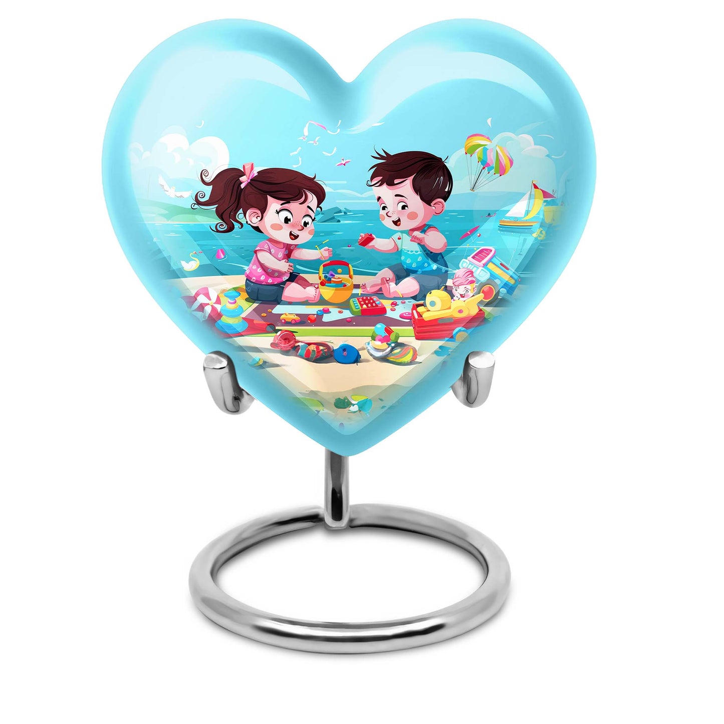 Heart-shaped Brother and Sister Memorial Urn 