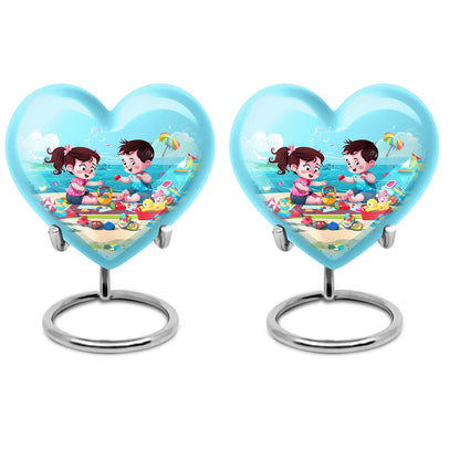 Heart-shaped Brother and Sister Memorial Urn 