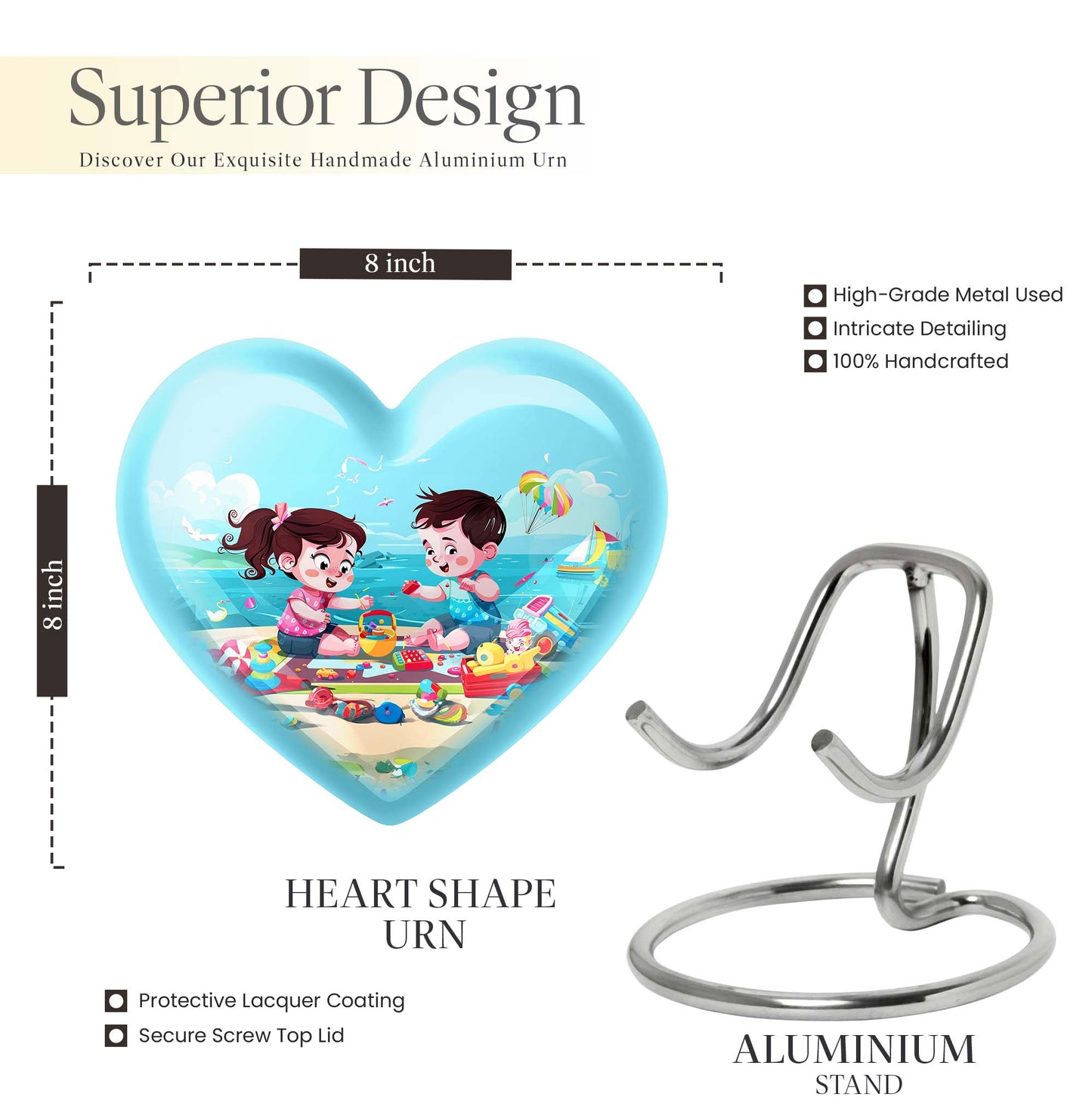 Heart-shaped Brother and Sister Memorial Urn 