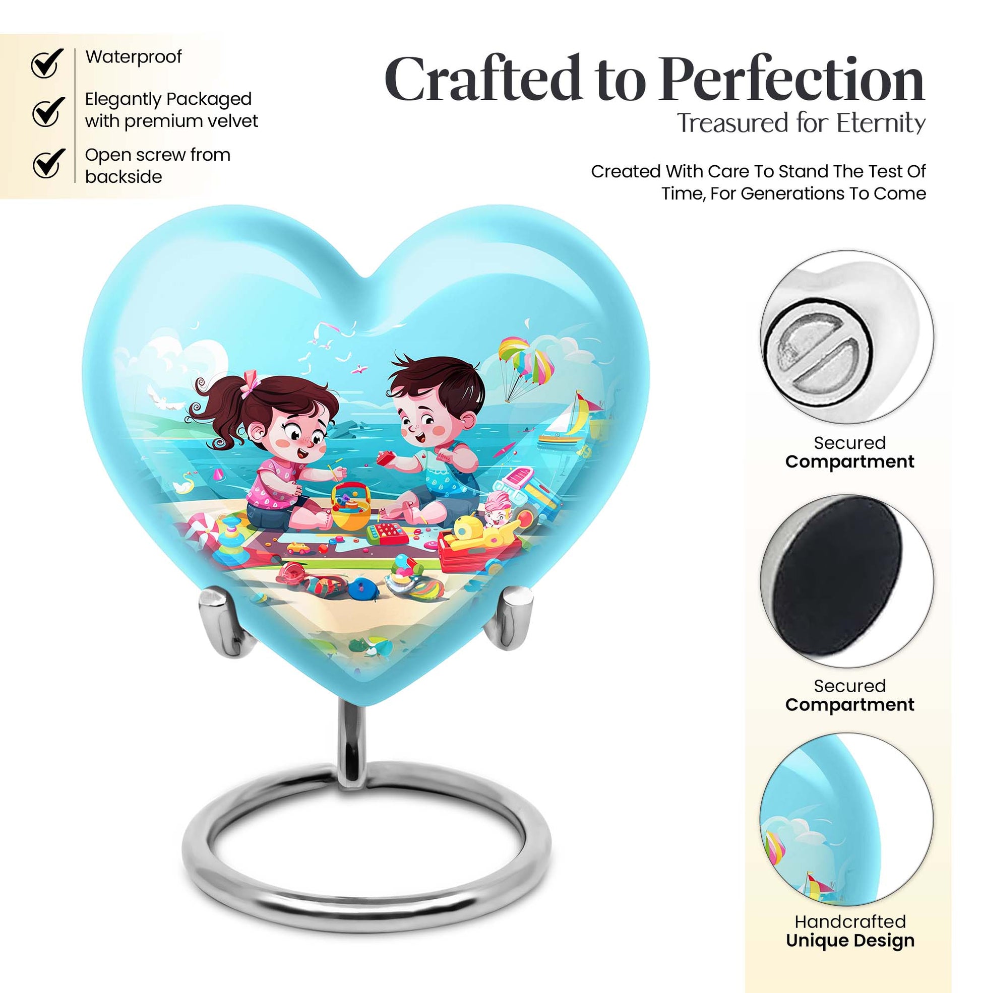 Heart-shaped Brother and Sister Memorial Urn 