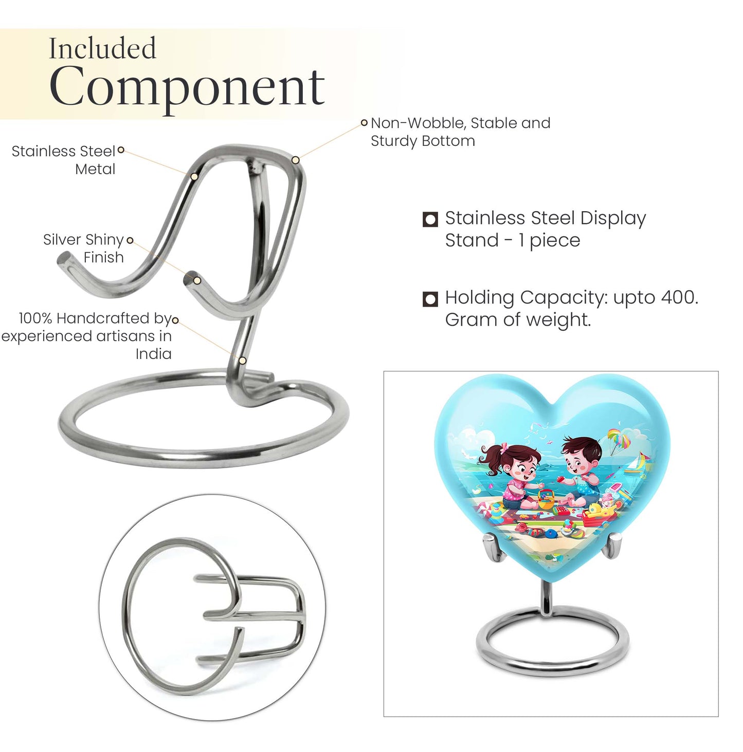Heart-shaped Brother and Sister Memorial Urn 