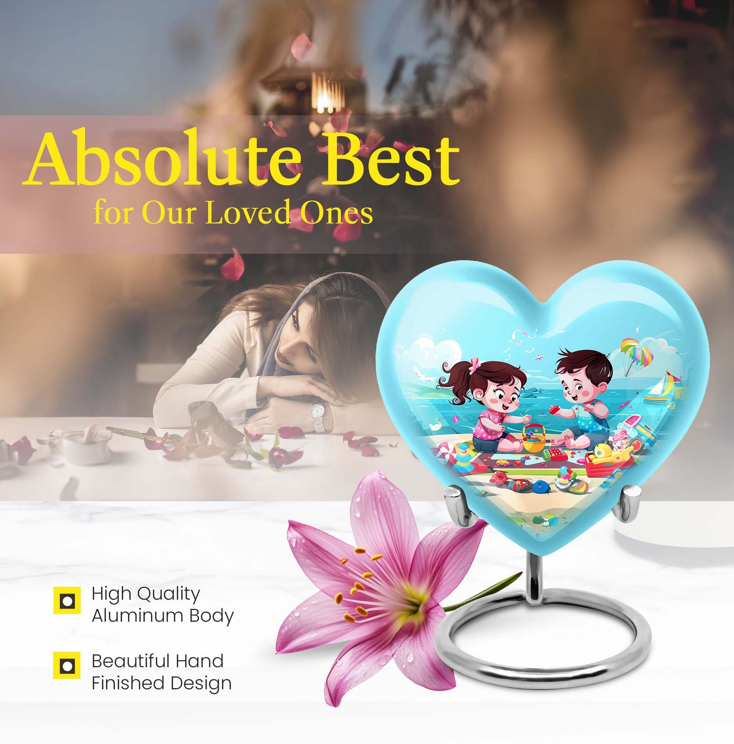 Heart-shaped Brother and Sister Memorial Urn 