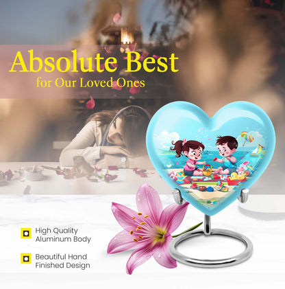 Heart-shaped Brother and Sister Memorial Urn 