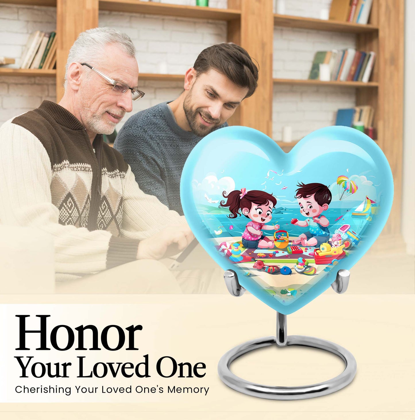 Heart-shaped Brother and Sister Memorial Urn 