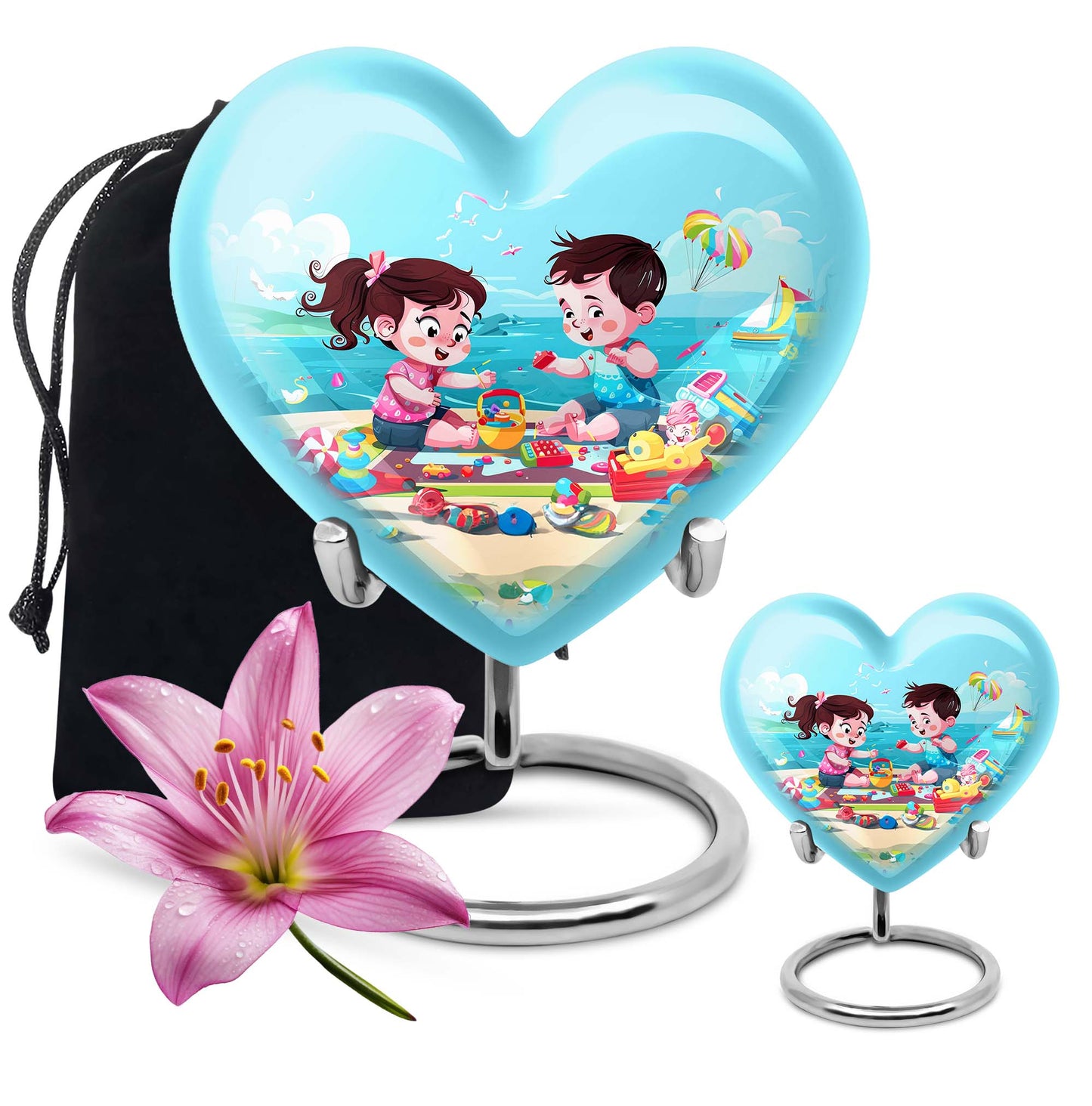 Heart-shaped Brother and Sister Memorial Urn 