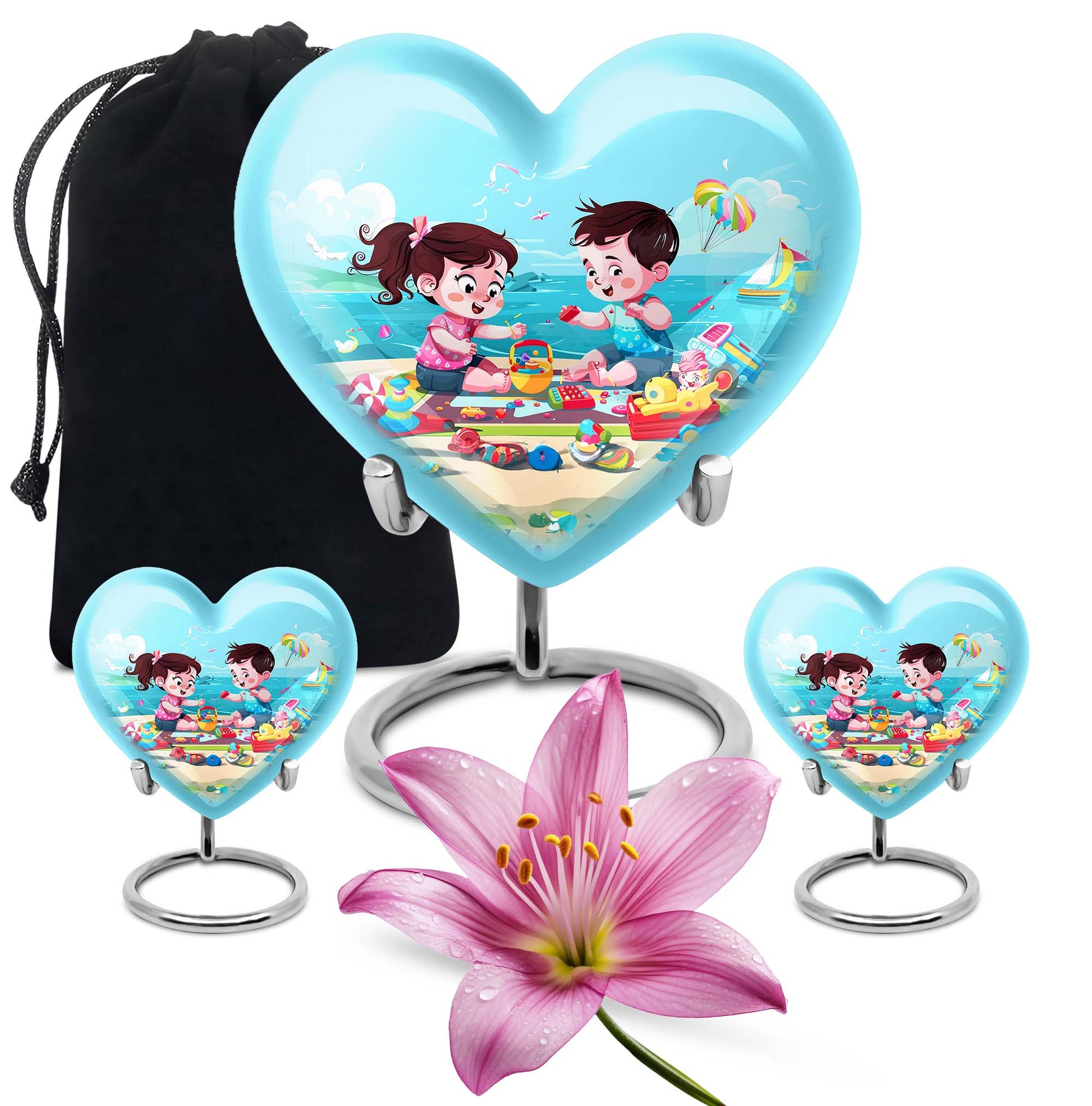 Heart-shaped Brother and Sister Memorial Urn 