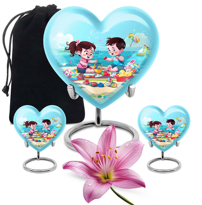 Heart-shaped Brother and Sister Memorial Urn 