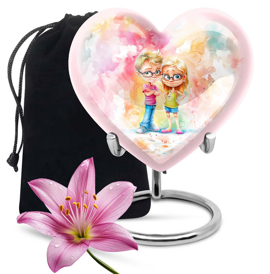 Brother and Sister Heart Urn 