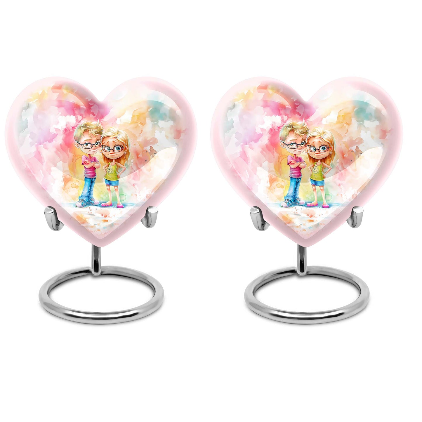Brother and Sister Heart Urn 