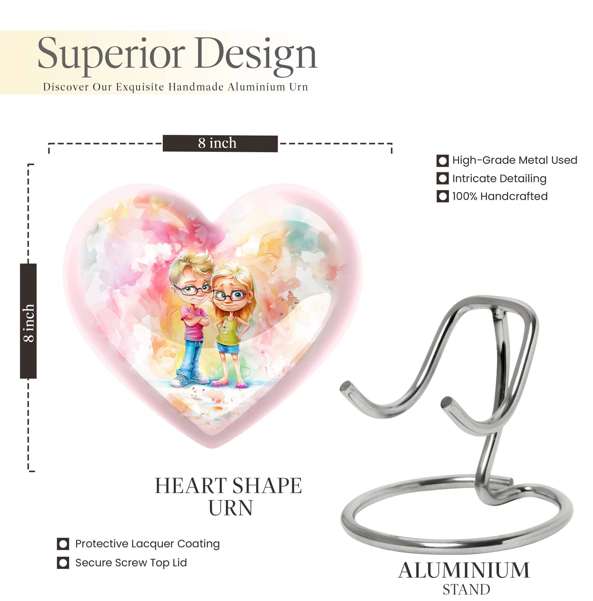 Brother and Sister Heart Urn 