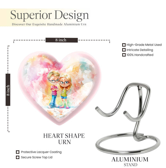 Brother and Sister Heart Urn 