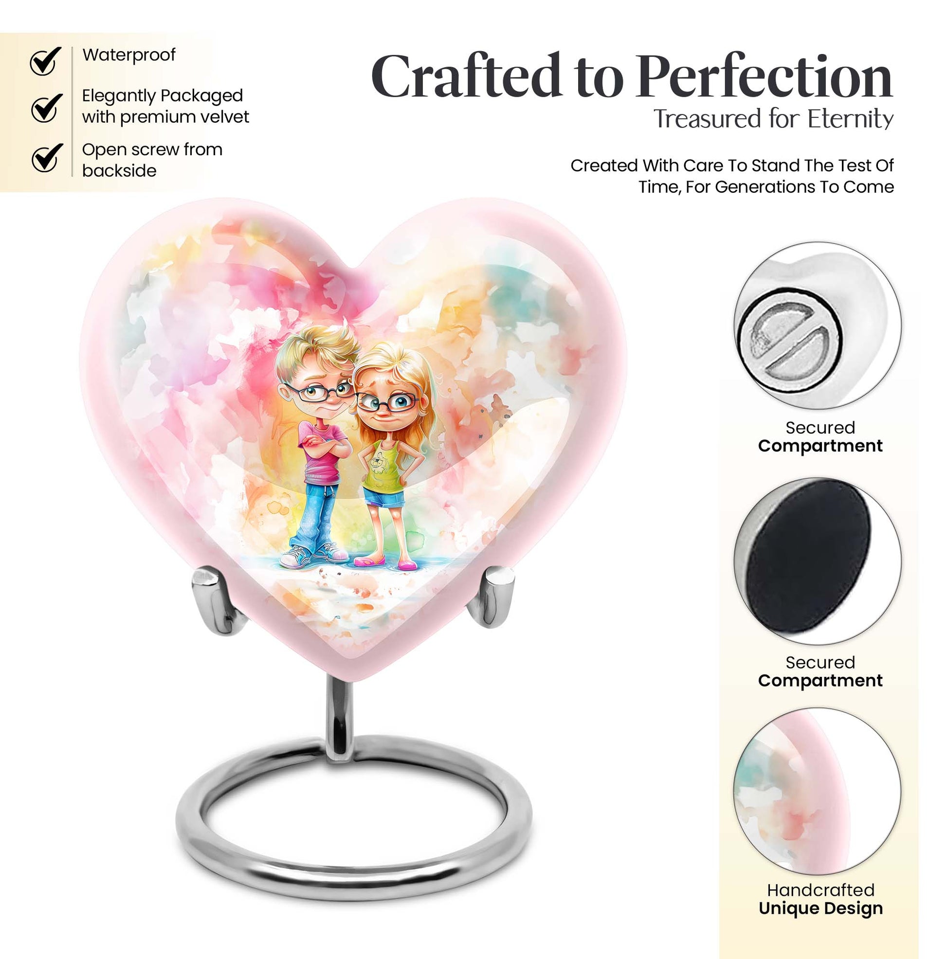 Brother and Sister Heart Urn 
