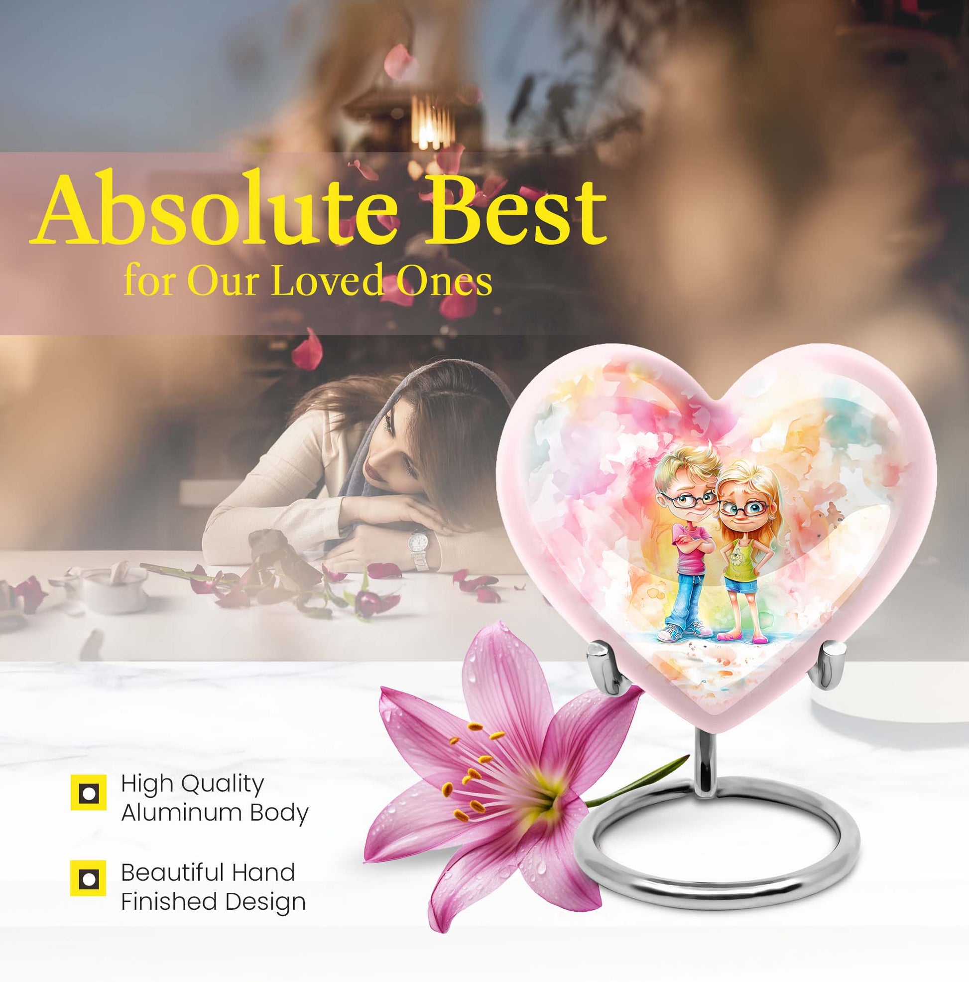 Brother and Sister Heart Urn 