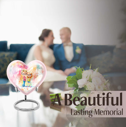 Brother and Sister Heart Urn 