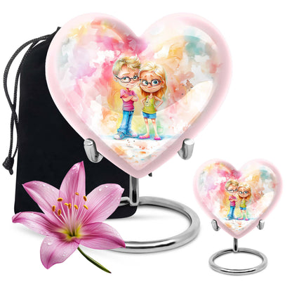 Brother and Sister Heart Urn 