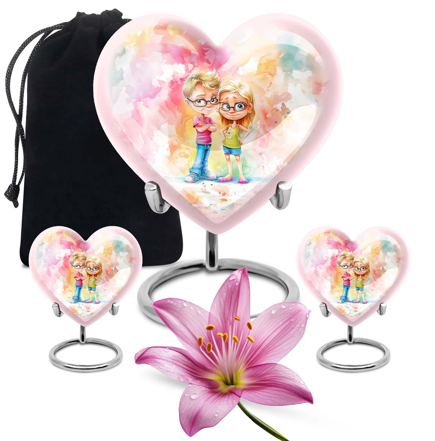 Brother and Sister Heart Urn 
