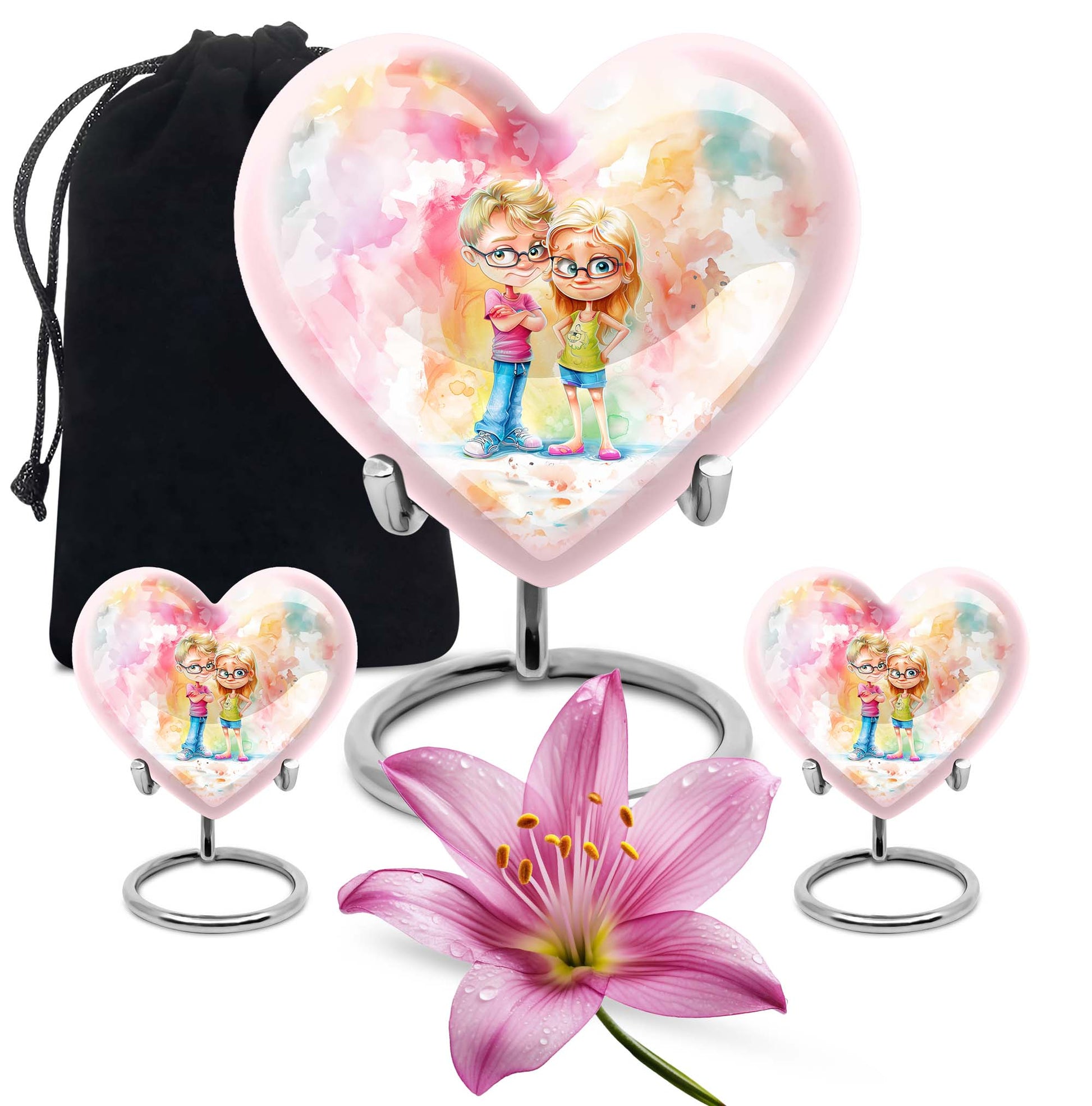 Brother and Sister Heart Urn 