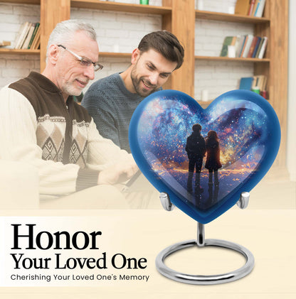 Heart-design medium size brother and sister urn