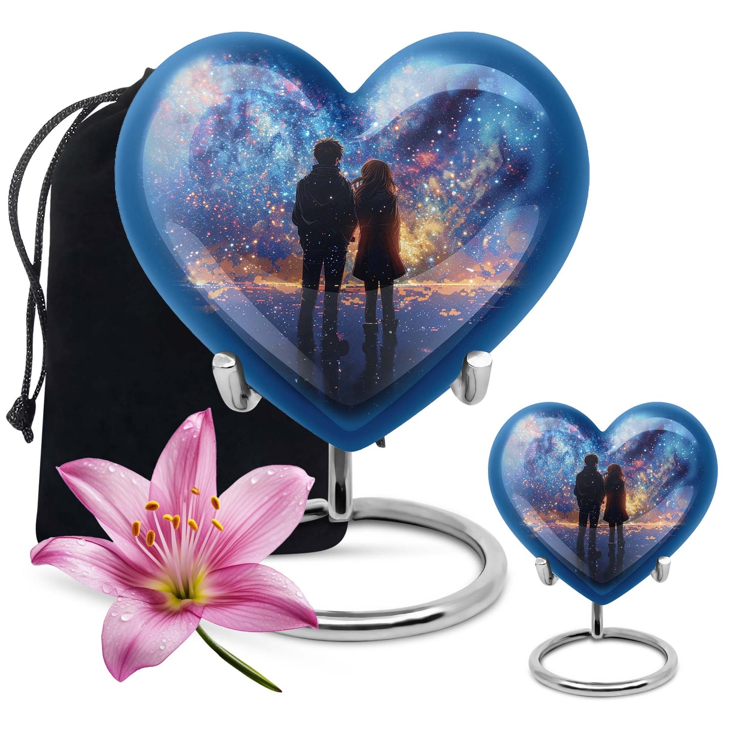 Heart-design medium size brother and sister urn