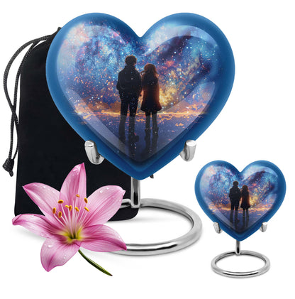 Heart-design medium size brother and sister urn
