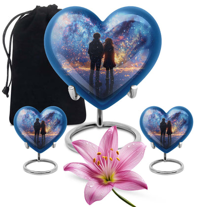 Heart-design medium size brother and sister urn