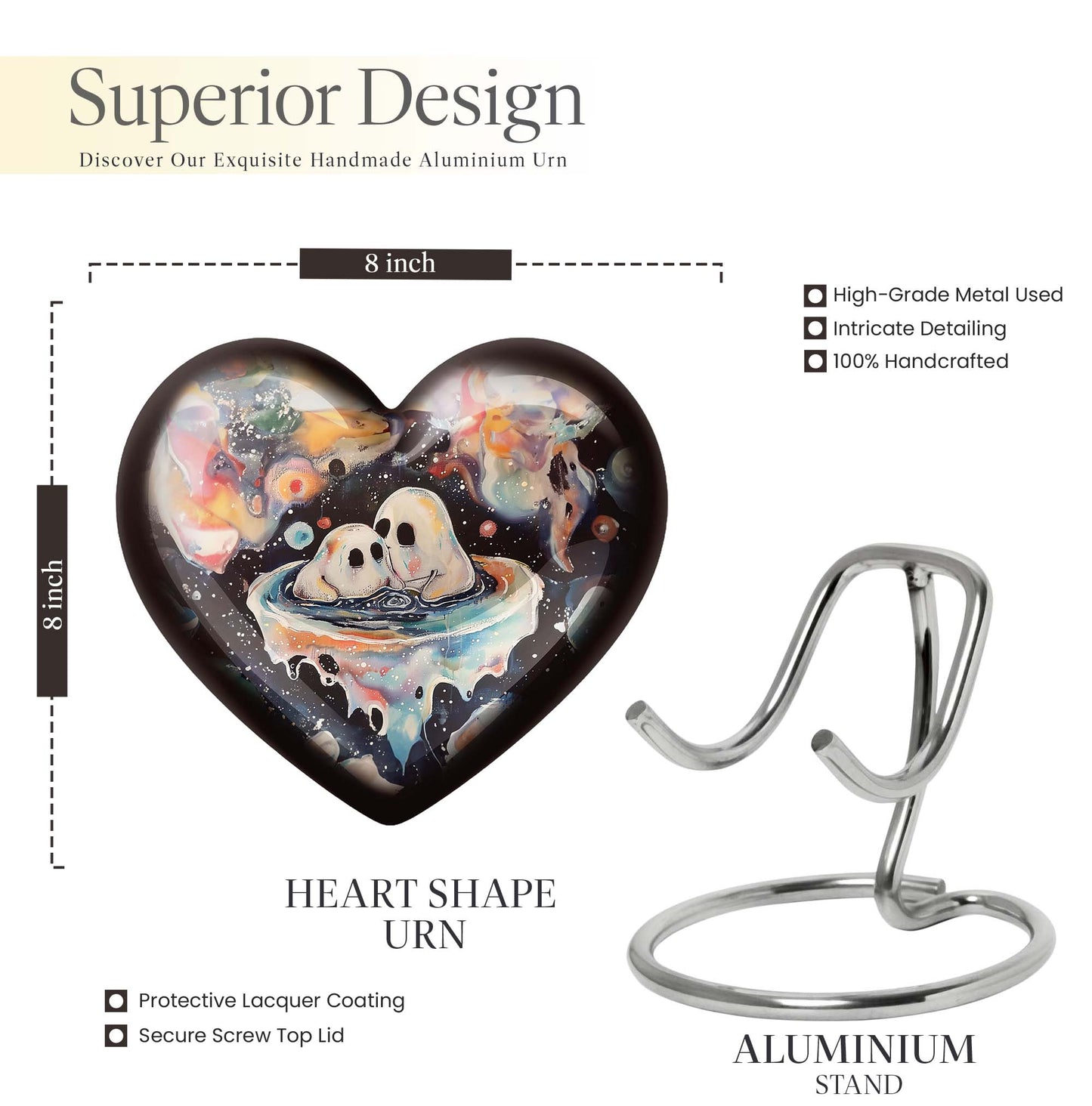 heart-design brother and sister urn