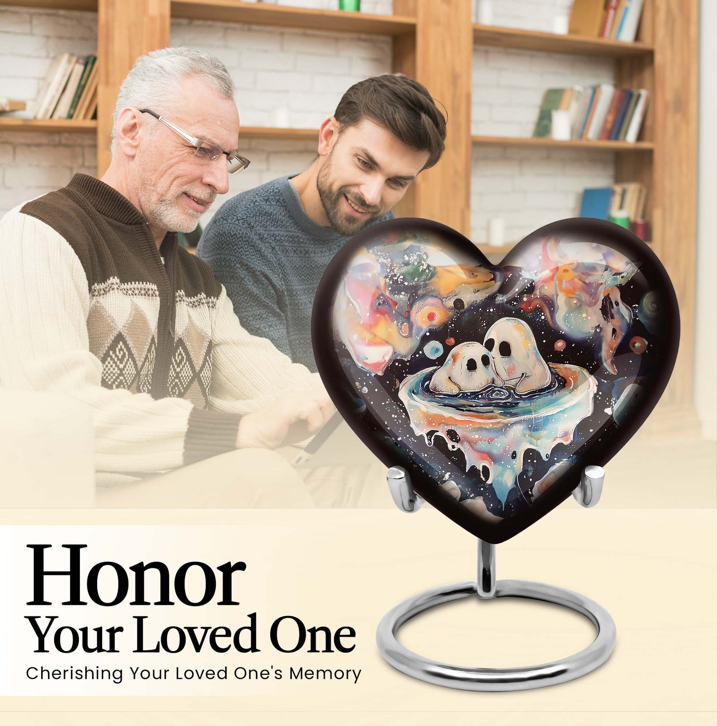 heart-design brother and sister urn