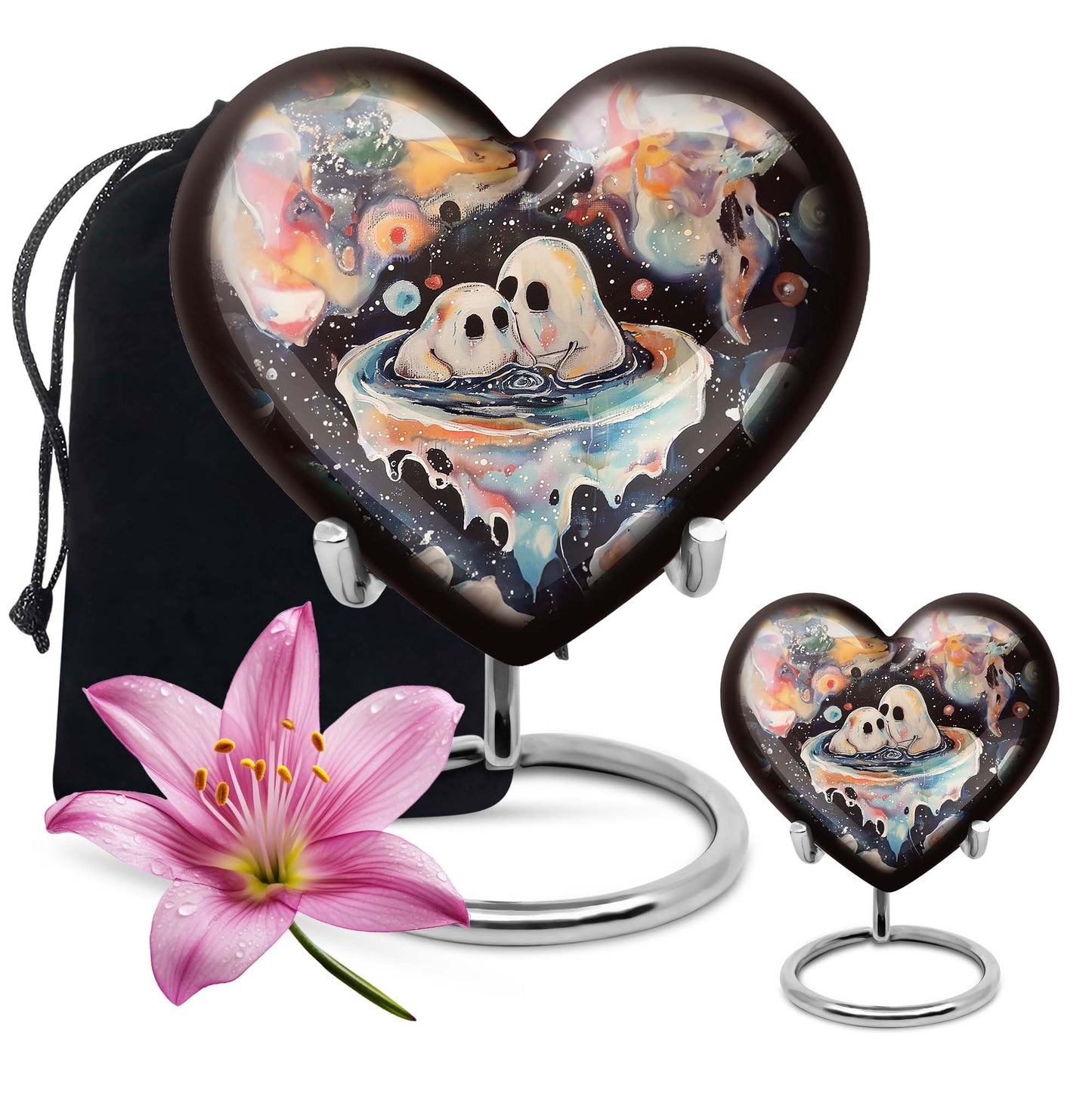 heart-design brother and sister urn