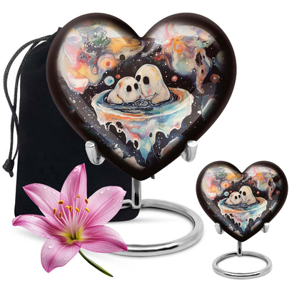 heart-design brother and sister urn