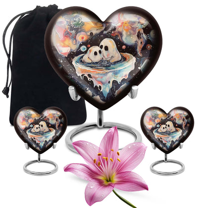 heart-design brother and sister urn