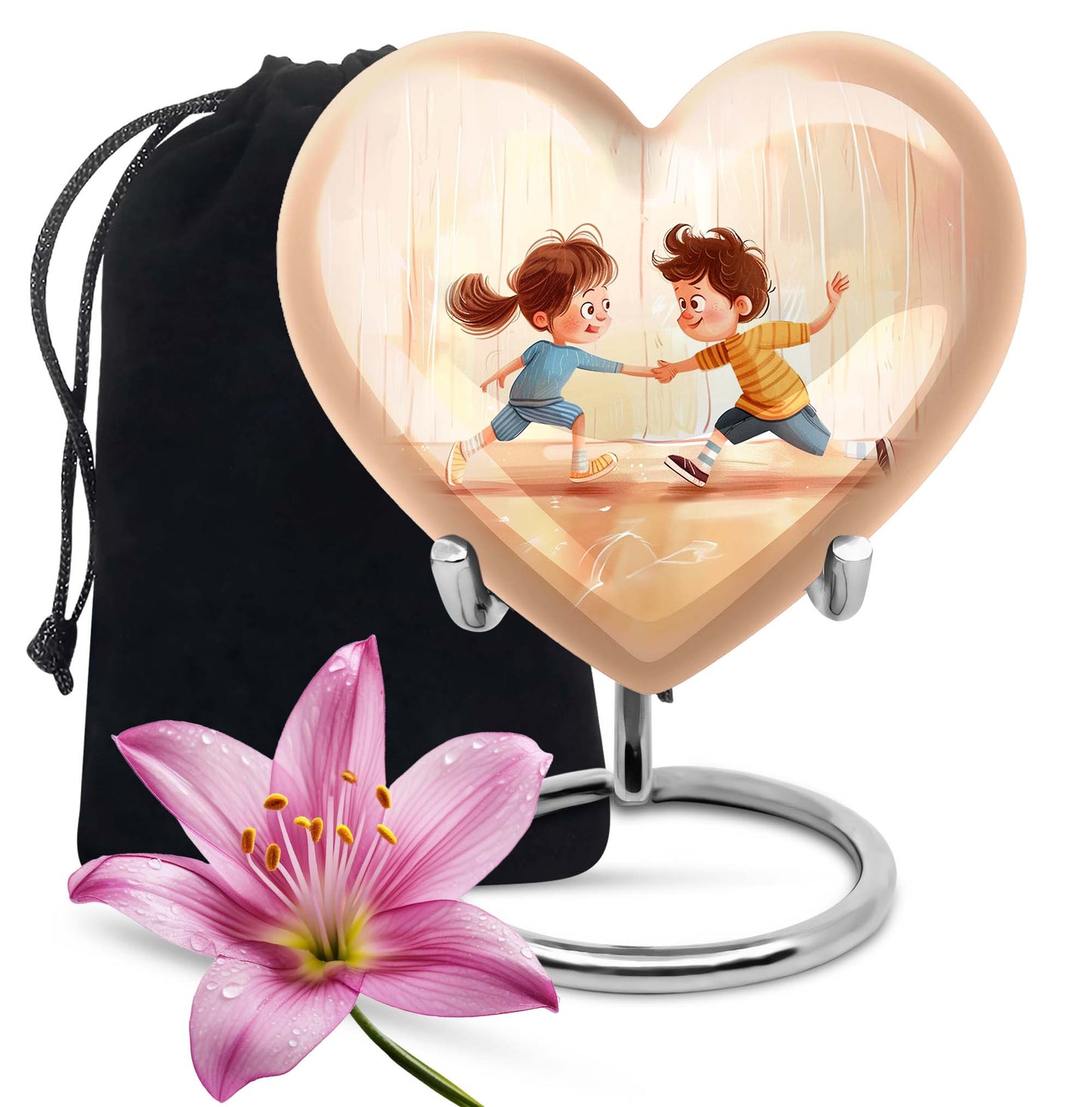 10-inch heart-shaped aluminum urn