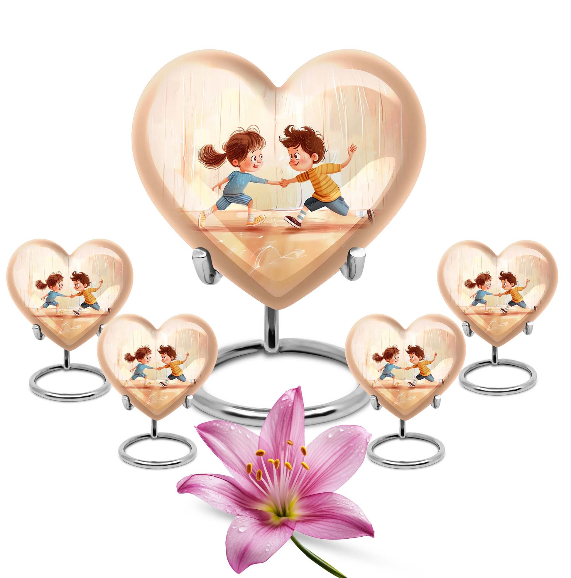 10-inch heart-shaped aluminum urn