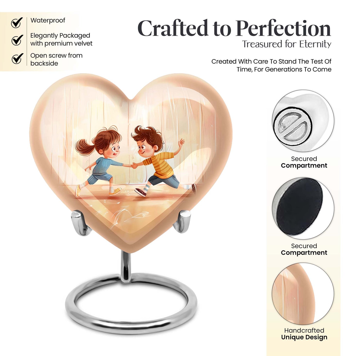10-inch heart-shaped aluminum urn
