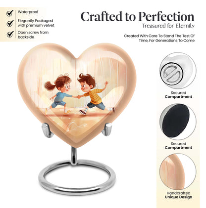 10-inch heart-shaped aluminum urn