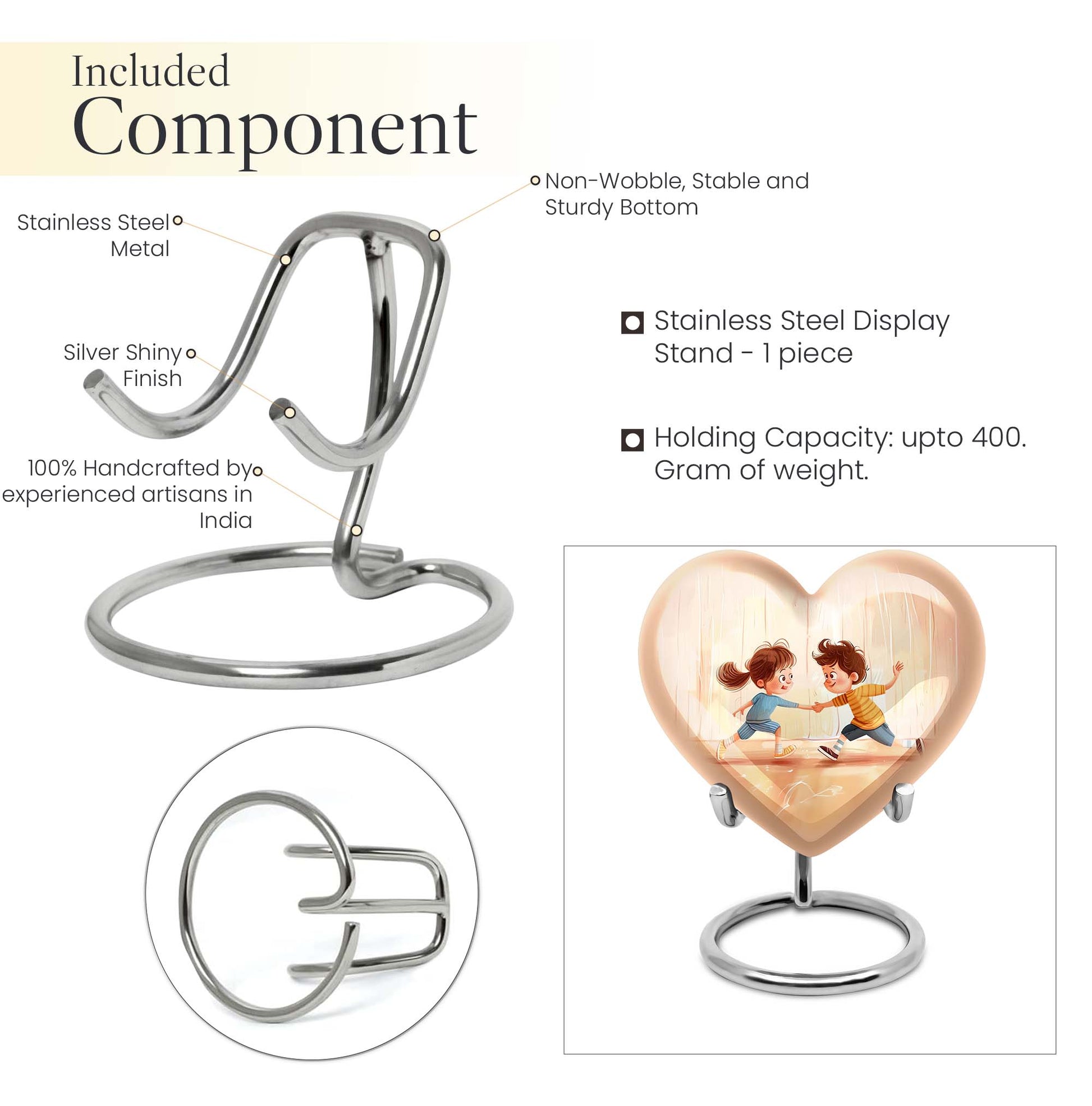 10-inch heart-shaped aluminum urn