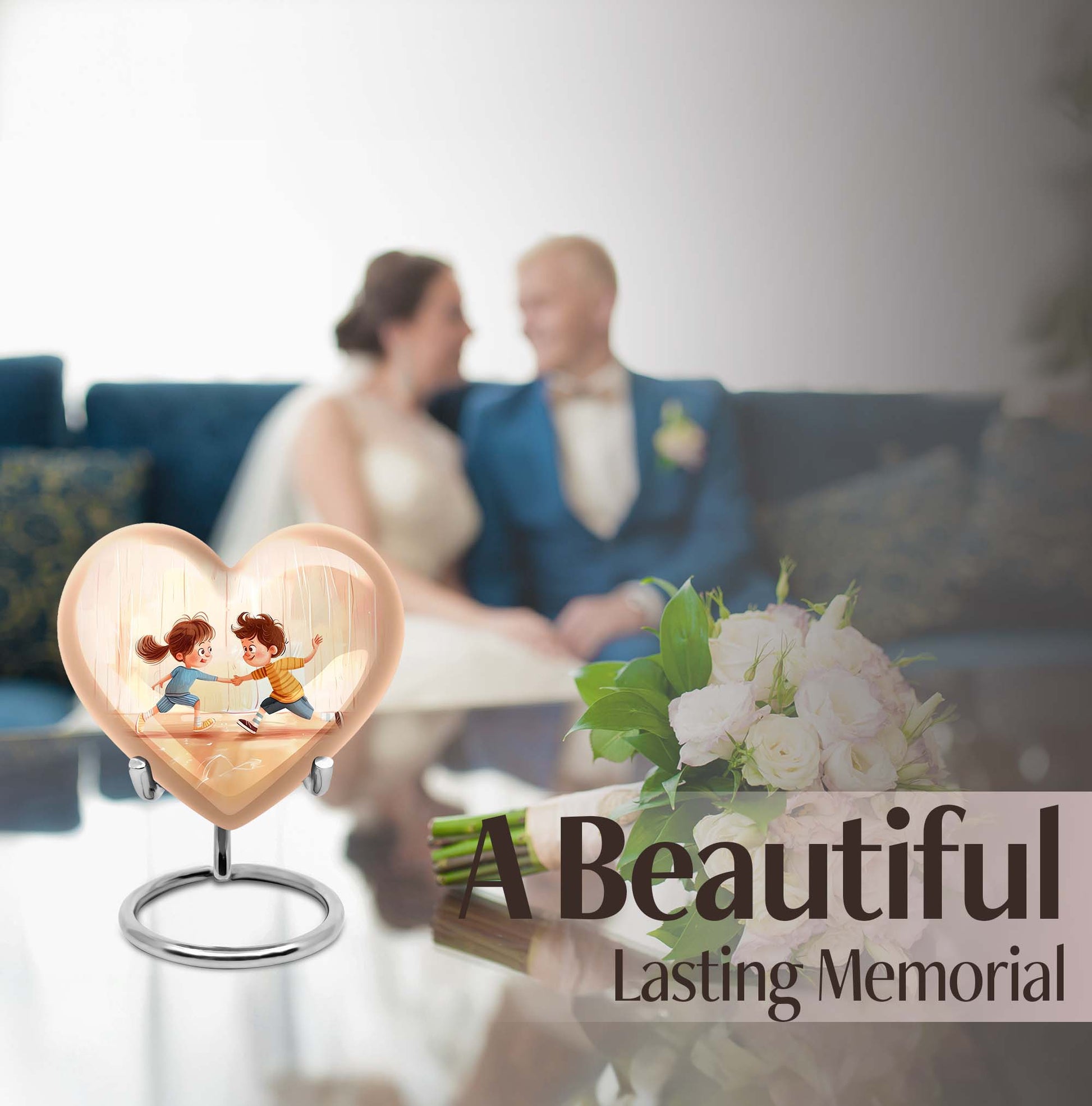 10-inch heart-shaped aluminum urn