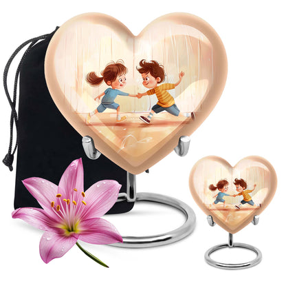 10-inch heart-shaped aluminum urn