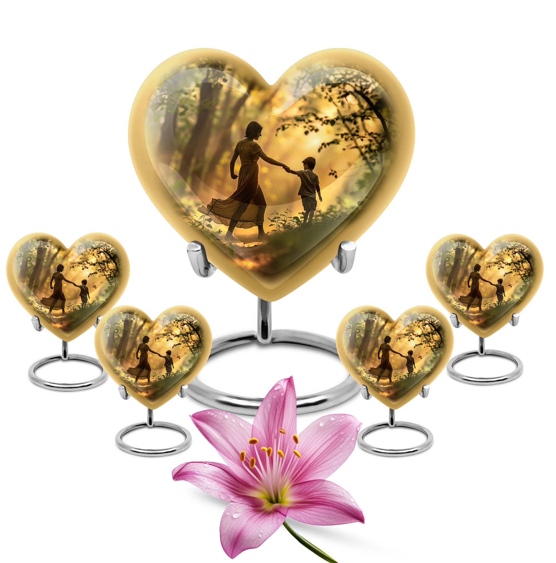brother and sister heart-shaped cremation urn