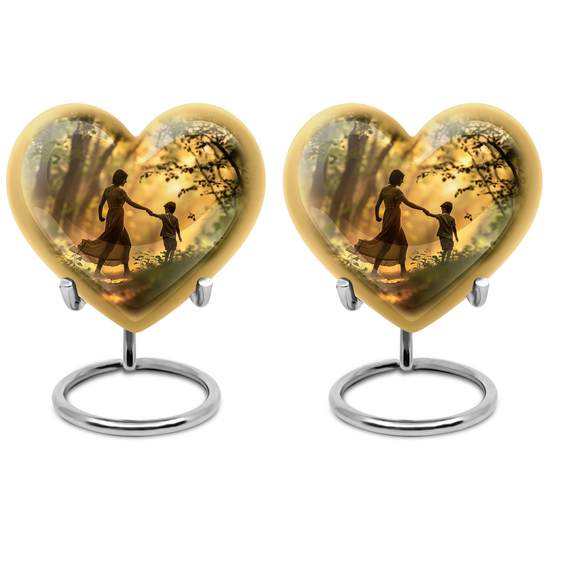 brother and sister heart-shaped cremation urn