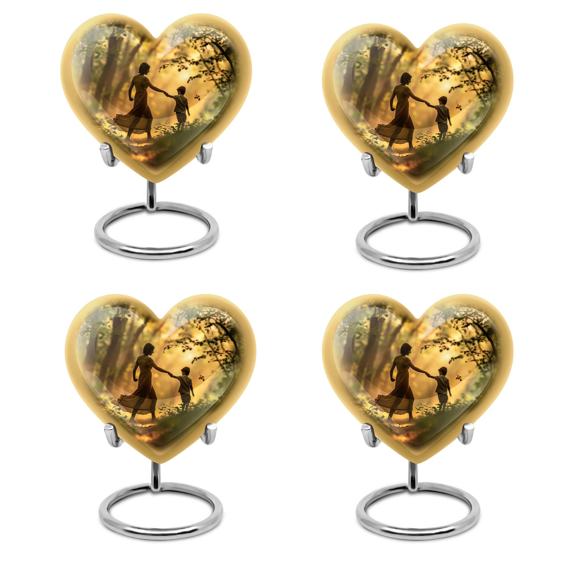 brother and sister heart-shaped cremation urn